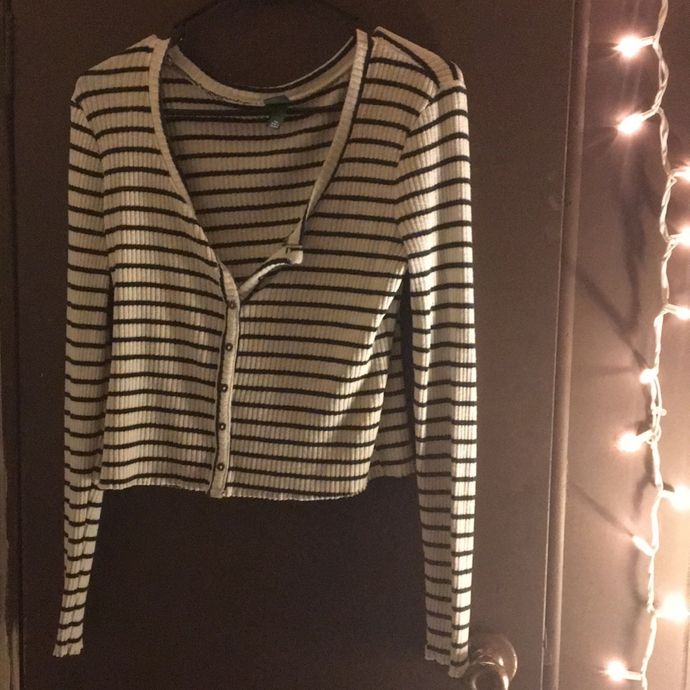 striped cropped-ish sweater